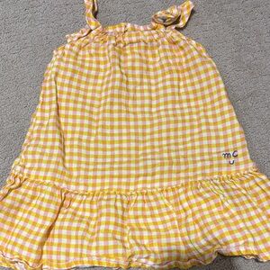Charming Yellow and White Gingham linen Kids Dress